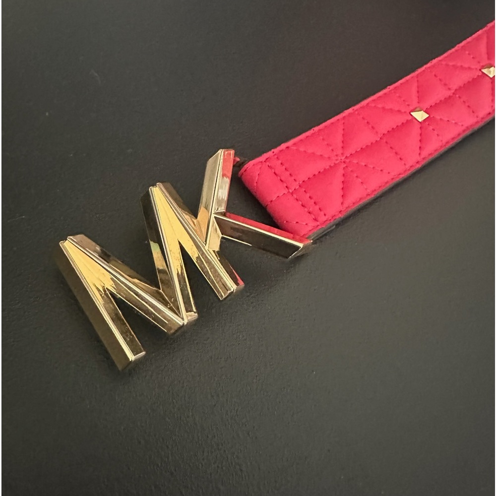 🔥🔥Micheal Kors Gold Studded Quilted Belt Deep Pink NWOT 44”  (BELT ONLY)